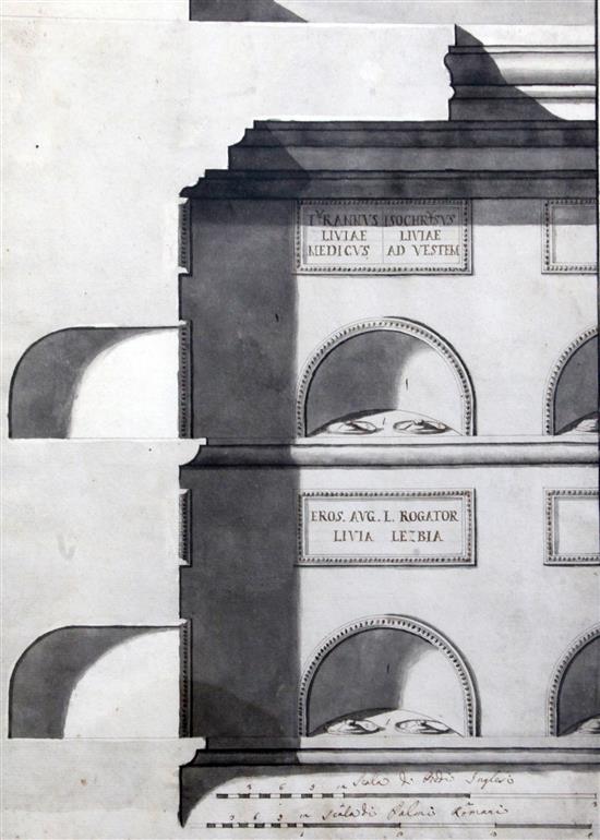Early 19th century Italian School Architectural and archaeological studies of Livias tomb 18 x 13in.